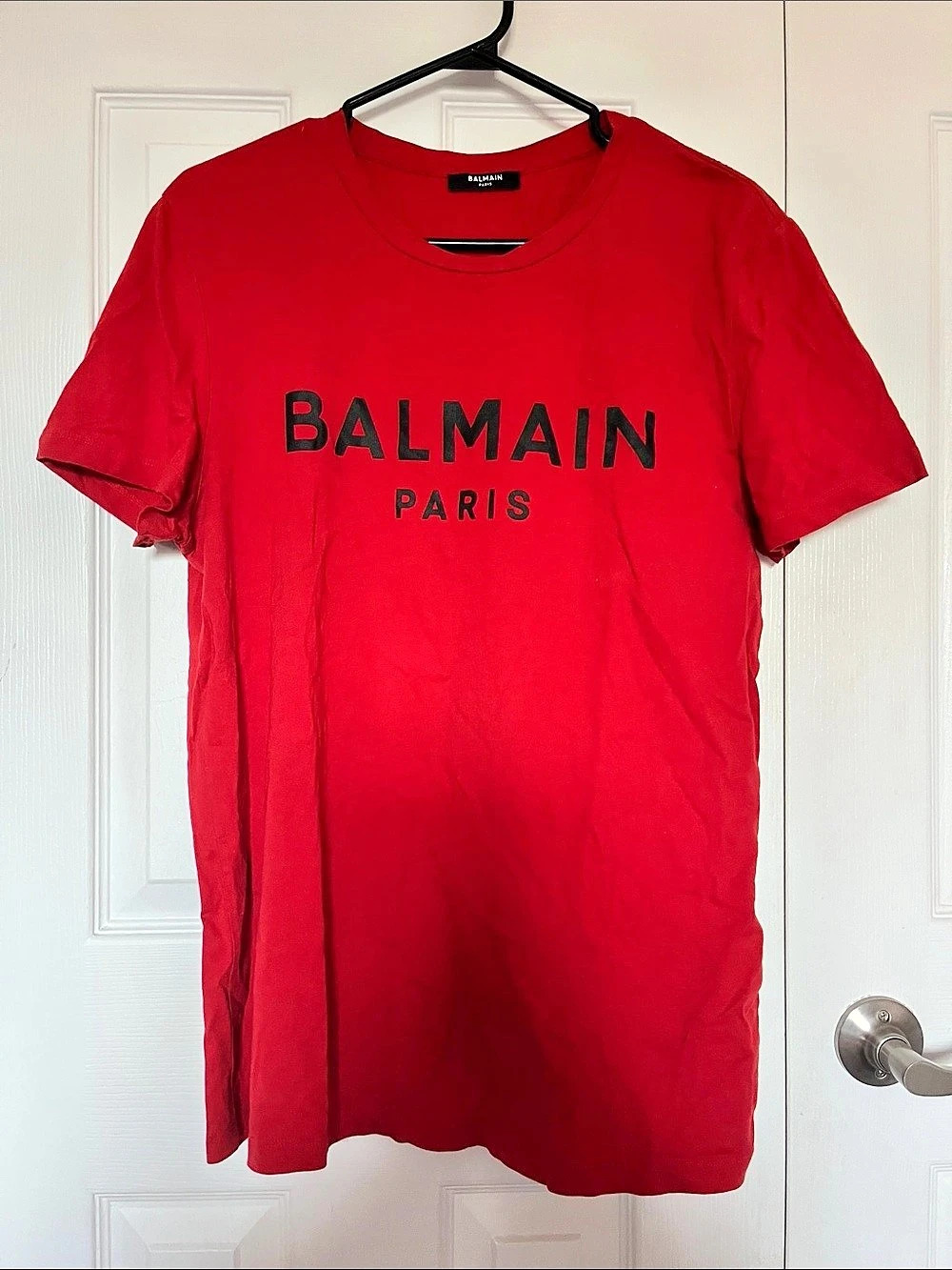 Balmain Paris logo T-shirt in Red